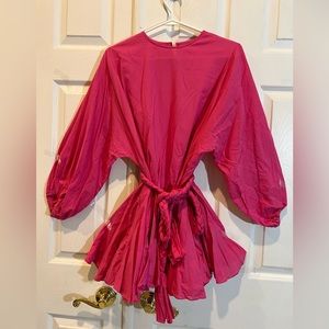 Long sleeve mini pink dress